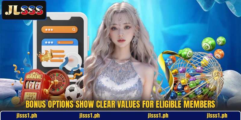 Bonus options show clear values for eligible members Bonus options show clear values for eligible members