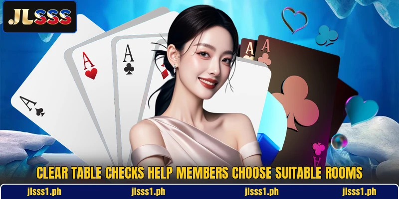Clear table checks help members choose suitable rooms