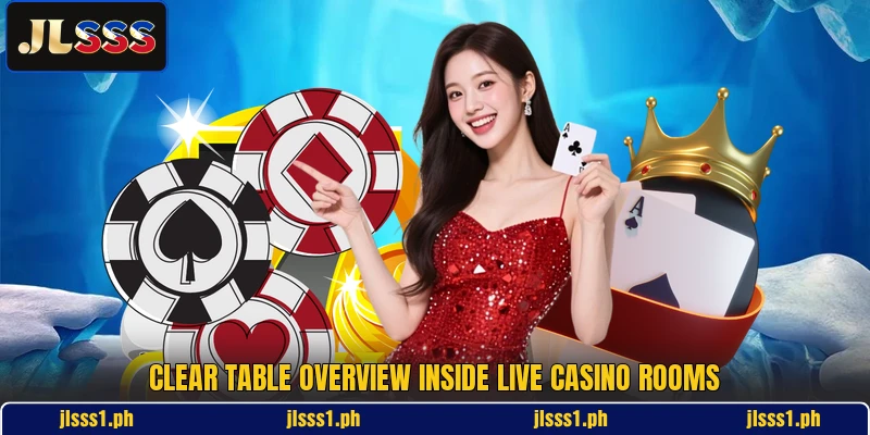 Clear table overview inside live casino rooms
