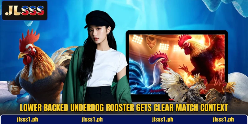 Lower backed underdog rooster gets clear match context