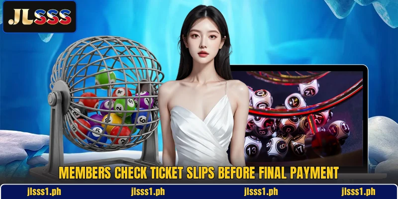 Members check ticket slips before final payment