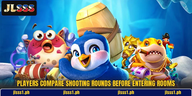 Players compare shooting rounds before entering rooms