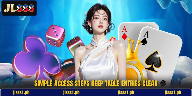 Simple access steps keep table entries clear